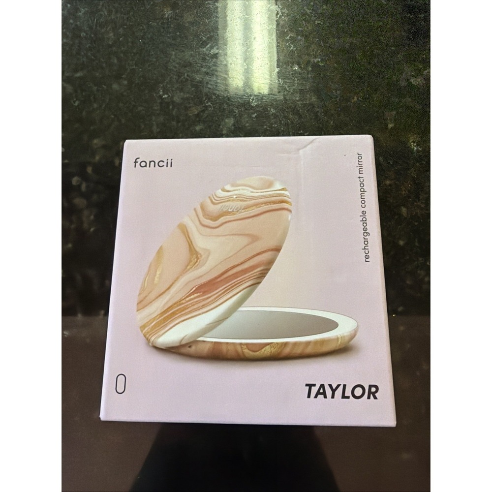 Fancii Taylor Rechargeable Compact Mirror NEW Gold Pink Purse Mirror